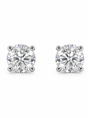 2CT 6mm Moissanite Stud Earrings 1CT Each 925 Sterling Silver